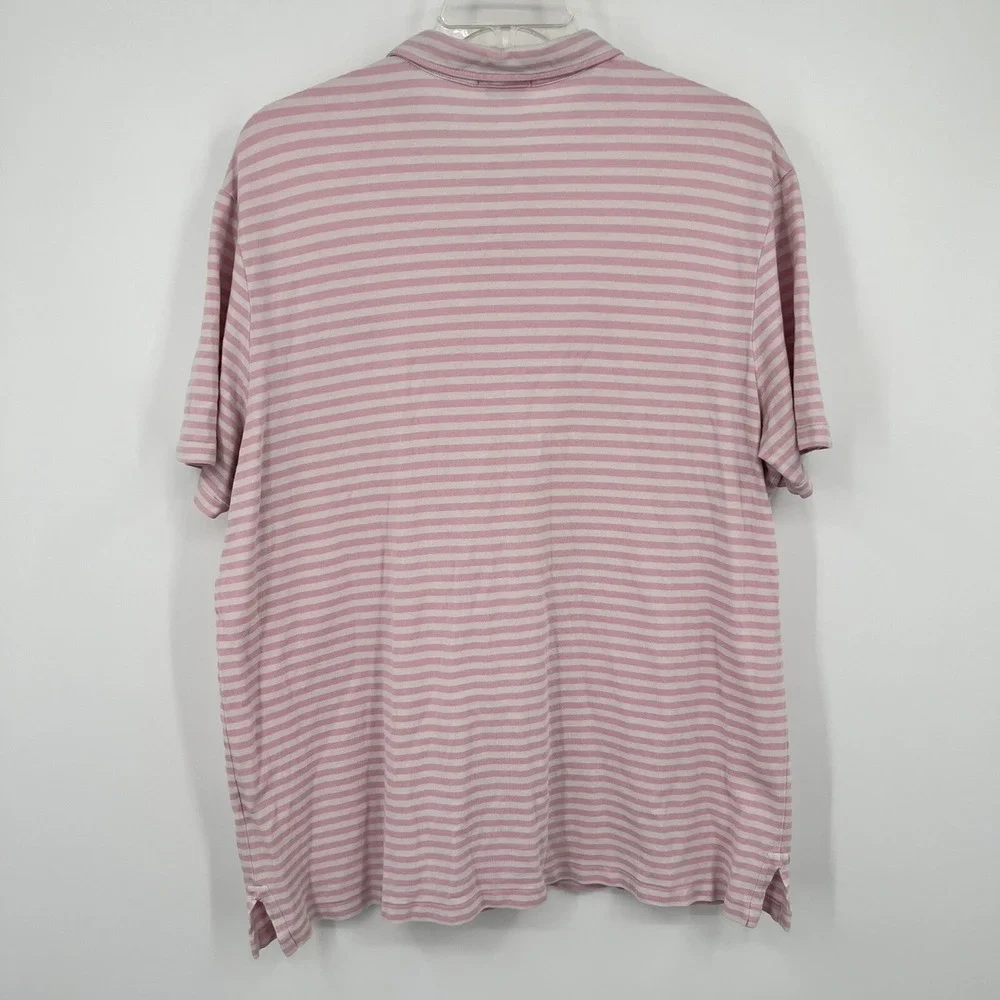 Ralph Lauren Polo Shirt Mens‎ XXL Pink White Stripe Golf Feather Weight Mesh
